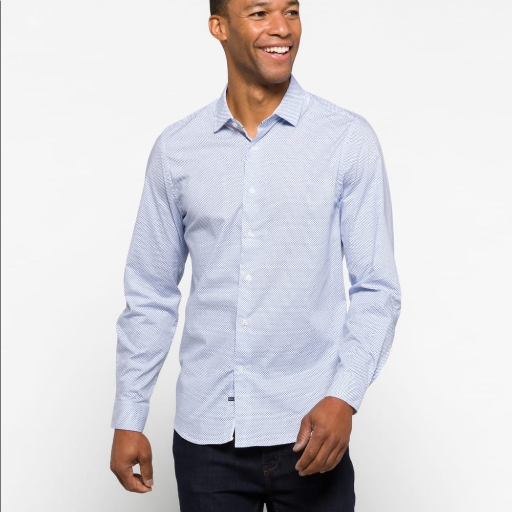 Like new Heritage Report Collection Slim Fit Long Sleeve blue dotted print shirt